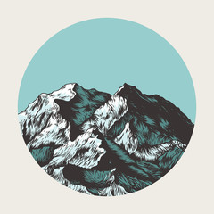 Hand drawn mountain. Vector illustration