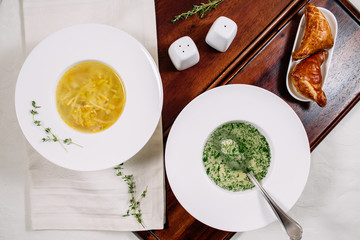 Chicken broth with herbs