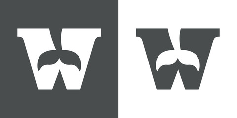 Fototapeta premium W płaska ikona z szaro-białym ogonem wieloryba