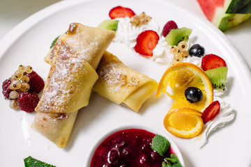 Cottage cheese pancake like bear, selective focus. Shot for a story on homemade, organic, healthy baby foods.