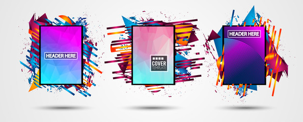 Futuristic Frame Art Design with Abstract shapes and drops of colors behind