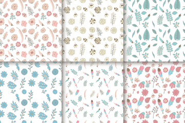 Cute seamless pattens set.