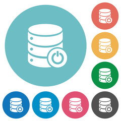 Database main switch flat round icons