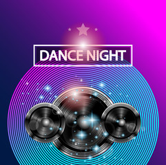 Disco Dance Art Design Poster with Abstract shapes and drops of colors behind