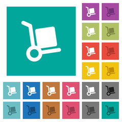 Hand truck square flat multi colored icons