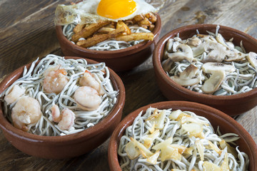 Baby eels with prawns