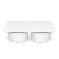 Realistic White plastic container for yogurt,