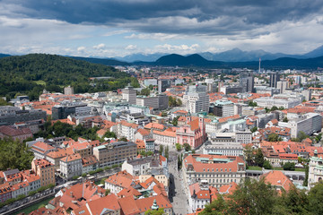 Naklejka na ściany i meble Panoramic view of Ljubljana Slovenia