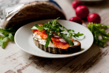Canapes with smoked salmon