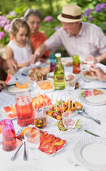 Lunch in the garden for multi generation family