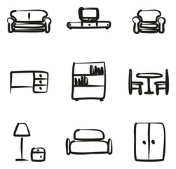 Furniture Icons Freehand 