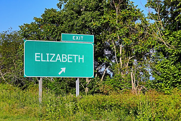 US Highway Exit Sign For Elizabeth