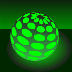 Vector illustration of a green glowing ball