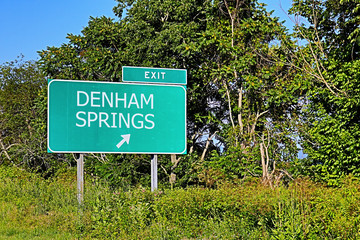 US Highway Exit Sign For Denham Springs