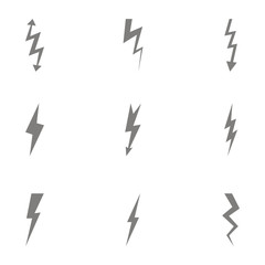set of monochrome icons with lightning bolt for your design