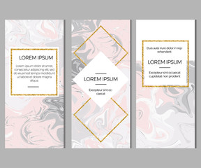 Set of templates with marble background