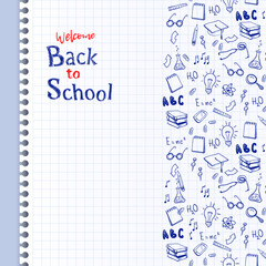Seamless border with school elements. Back to school.
