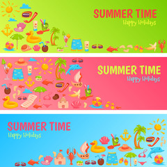 Vector illustration for banners of different things for vacations