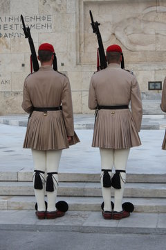 Evzoni guard in front of the Greek parliament, Athens