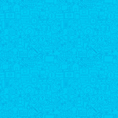 Blue Contact Us Seamless Pattern