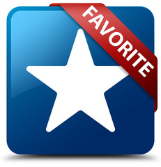 Favorite (star icon) blue square button red ribbon in corner