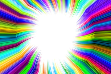 Bright colourful abstract round radial beams frame copyspace