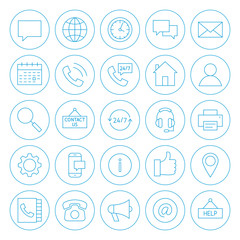 Line Circle Contact Us Icons