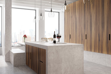 Marble bar white kitchen, oven close up