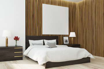 Wooden bedroom square poster, side