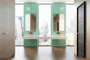 Green bathroom, double sink