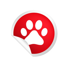 runder Sticker rot Tierpfote