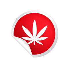 runder Sticker rot Hanfblatt