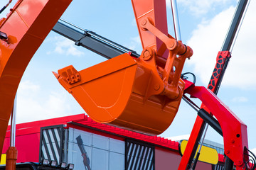 Close-up of a construction site excavator