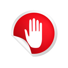 runder Sticker rot Hand