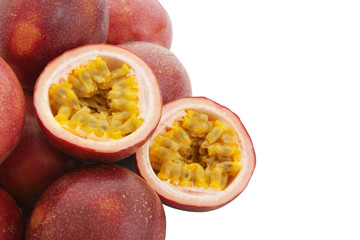 Fresh passion fruits isolated on white background
