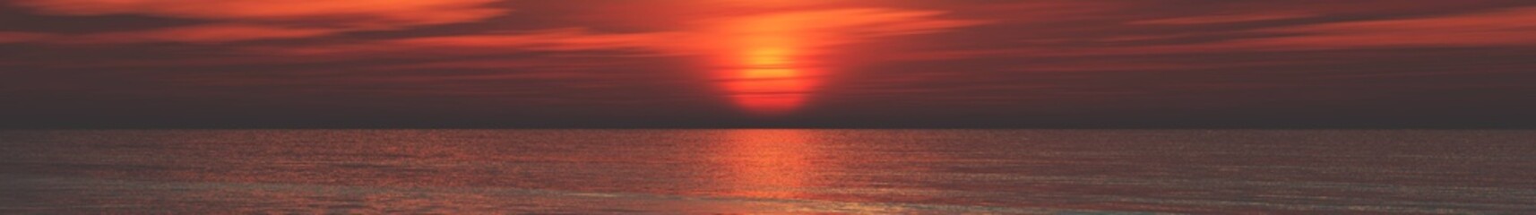 Panorama of sea sunset, sunrise. Baner.
