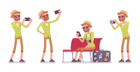 Tourist man with gadgets