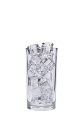 Clear glass with ice isolated background