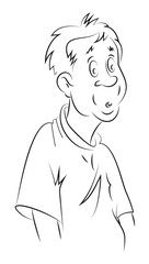 Cartoon image of amazed man. An artistic freehand picture.