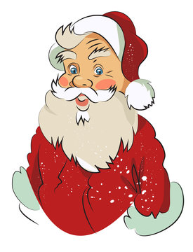 Cartoon image of amazed santa claus. An artistic freehand picture.