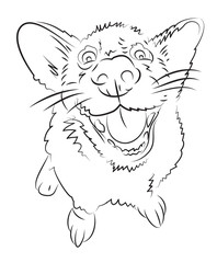 Cartoon image of happy dog. An artistic freehand picture.