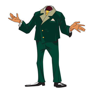Cartoon image of headless businessman. An artistic freehand picture.