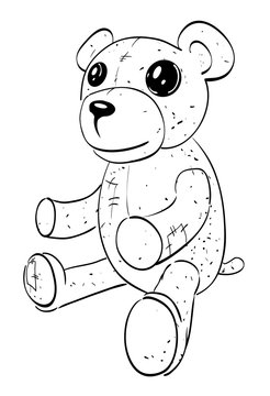 Cartoon image of teddy bear. An artistic freehand picture.