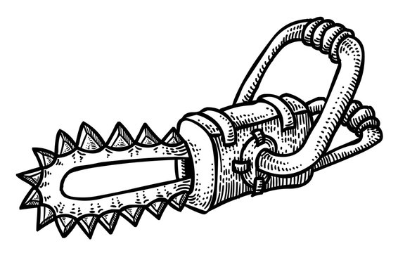 black and white chainsaw drawing clip art preview