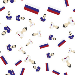 Russian seamless pattern with Flag and people. Flat vector illustration EPS 10