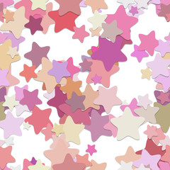 Seamless star background pattern - vector design from rounded pentagram stars in colorful tones with shadow effect