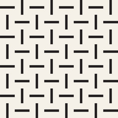 Crosshatch vector seamless geometric pattern. Crossed graphic rectangles background. Checkered motif. Seamless black and white texture of crosshatched lines. Trellis simple fabric print.