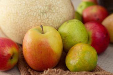 fruits on sackcloth.