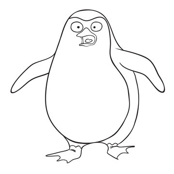 Cartoon image of surprised penguin. An artistic freehand picture.