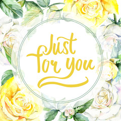 Wildflower rose flower frame in a watercolor style. Full name of the plant: rose. Aquarelle wild flower for background, texture, wrapper pattern, frame or border.